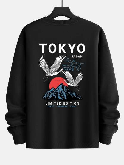 Tokyo Crane Back Print Relax Fit Sweatshirt-Mitchell Shoes