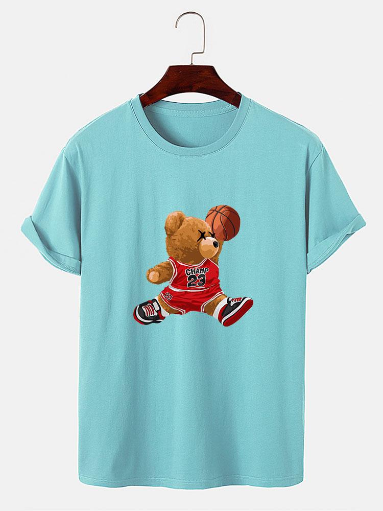 Basketball Player Bear Print T-Shirt-Mitchell Shoes