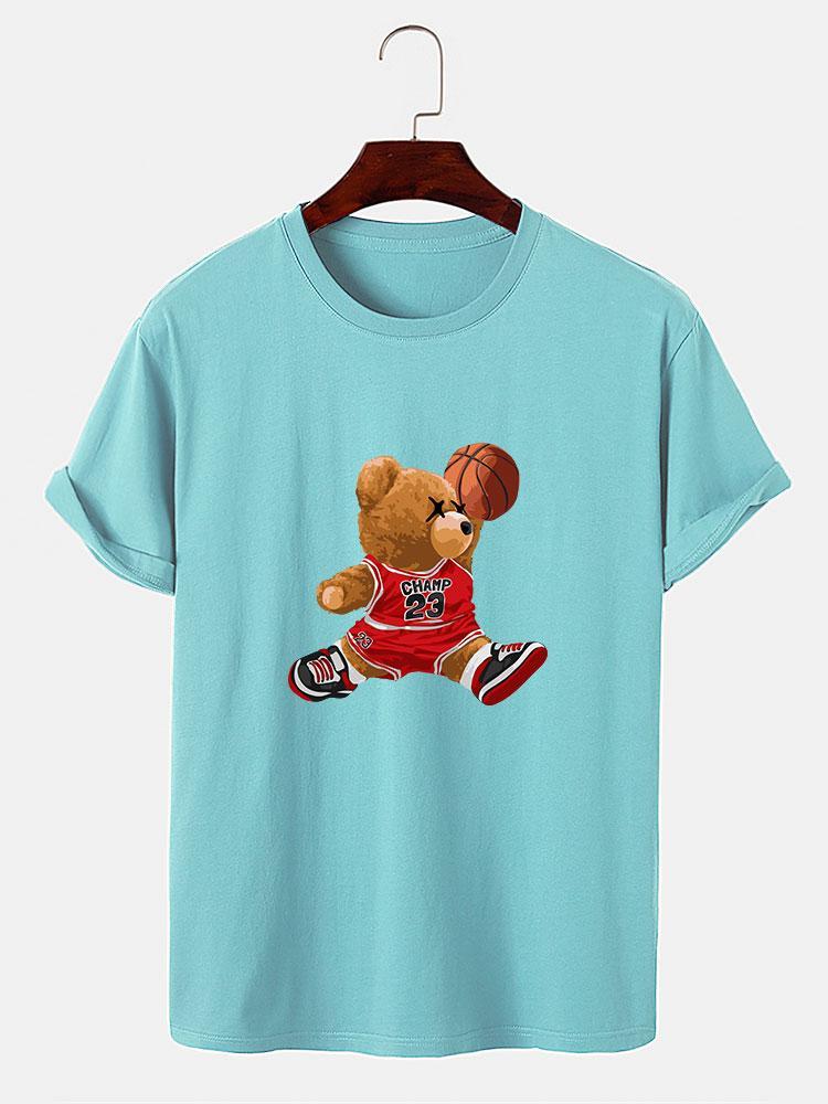 Basketball Player Bear Print T-Shirt-Mitchell Shoes