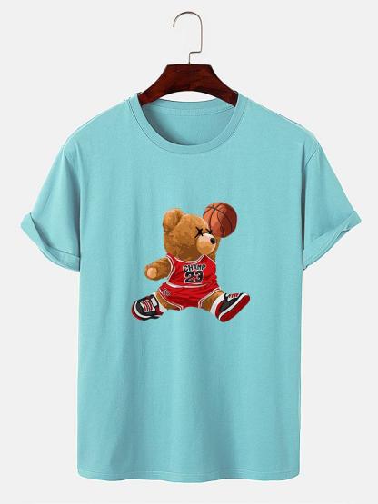 Basketball Player Bear Print T-Shirt-Mitchell Shoes
