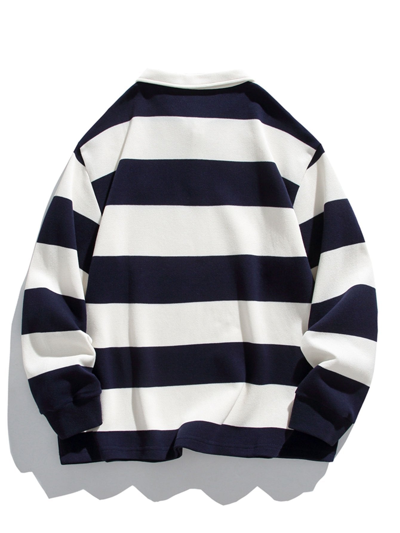 Relax Fit Waffle Wide Striped Polo Sweatshirt-Mitchell Shoes