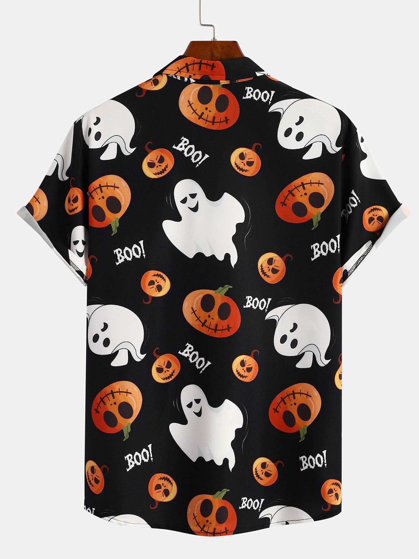 Scary Ghost Pumpkin Print Shirt-Mitchell Shoes