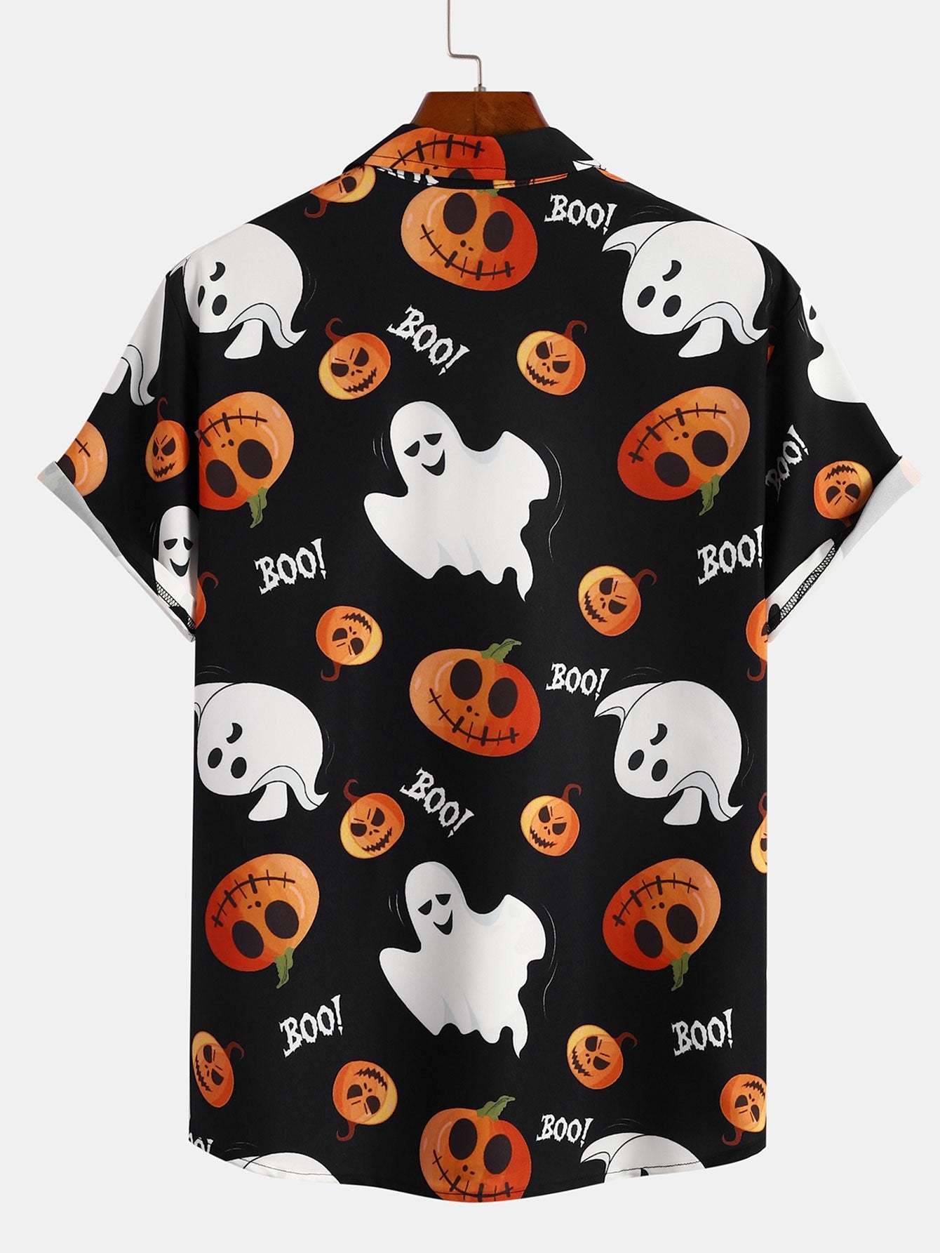 Scary Ghost Pumpkin Print Shirt-Mitchell Shoes
