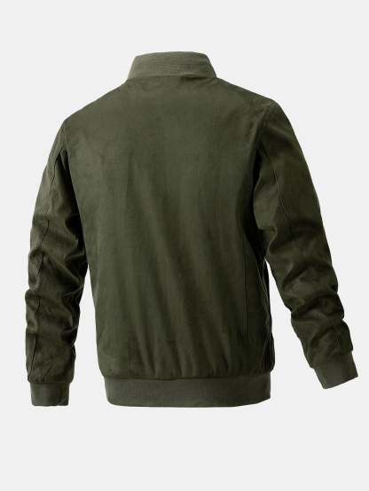 Suede Bomber Jacket With Quilted Liner-Mitchell Shoes