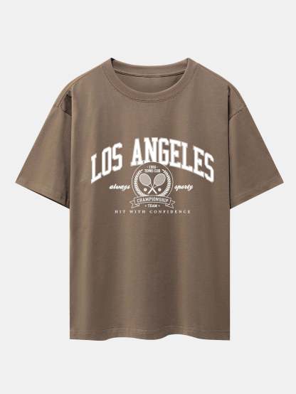 Los Angeles Tennis Print Drop Shoulder Oversize T-Shirt-Mitchell Shoes