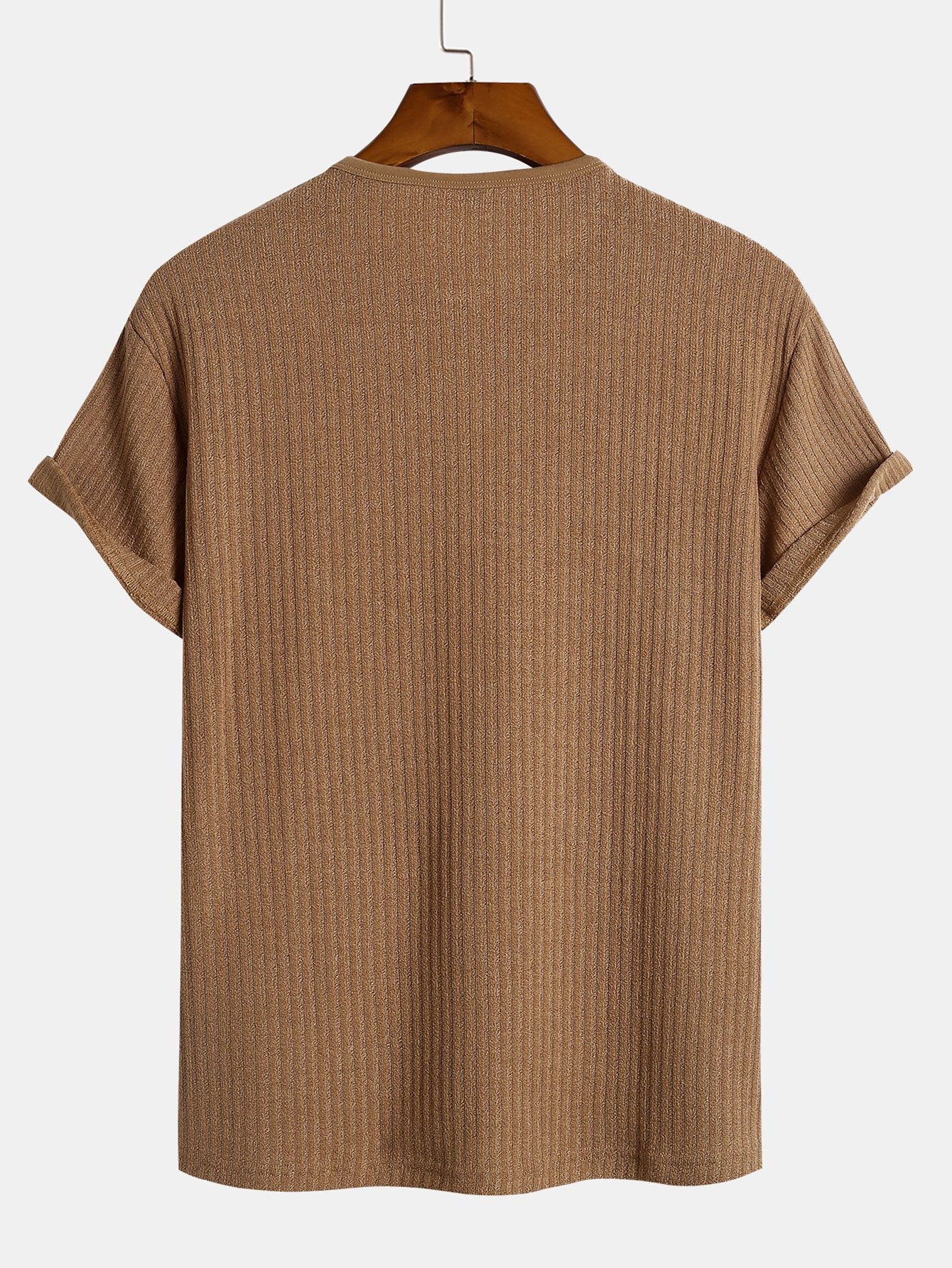 Muscle Fit Ribbed Henley Shirt-Mitchell Shoes