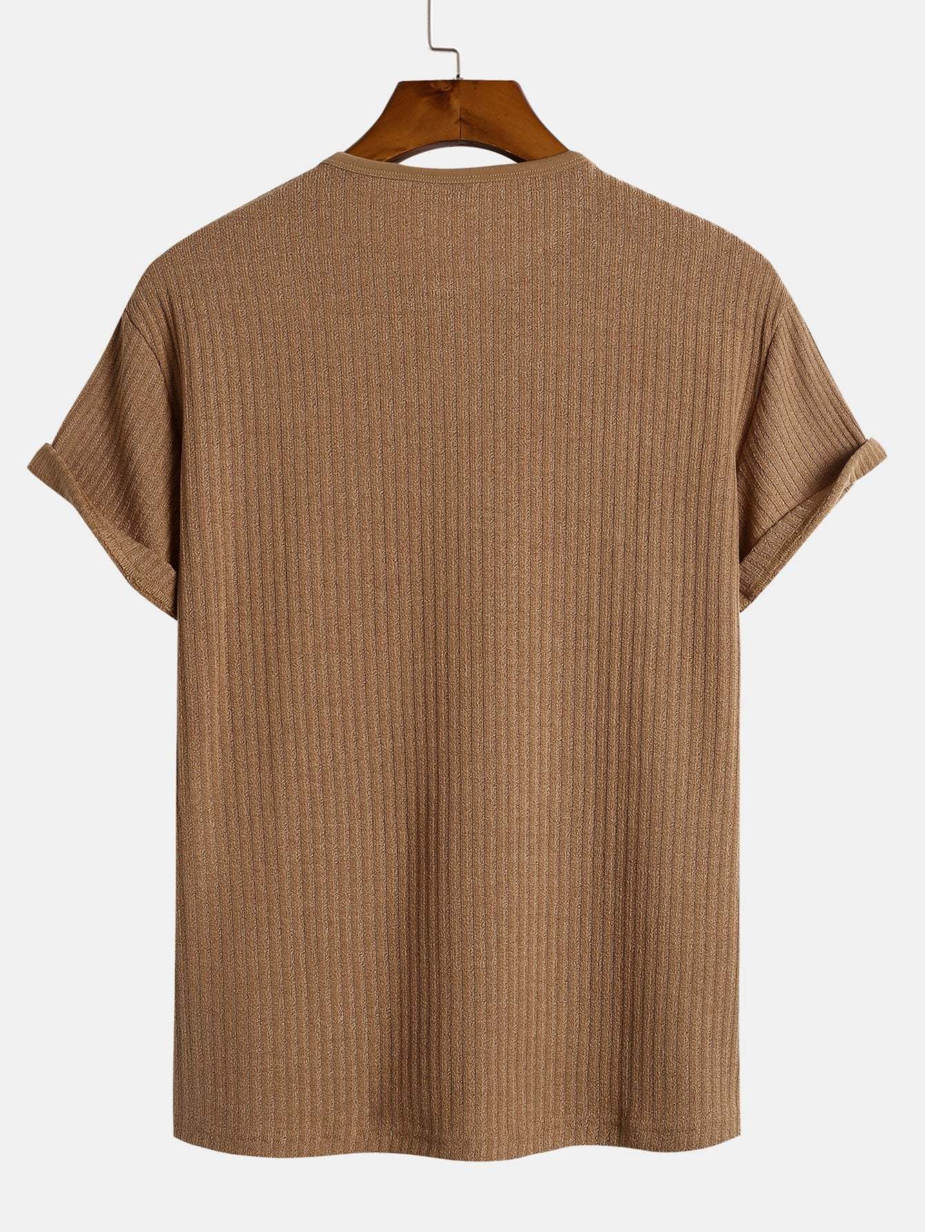 Muscle Fit Ribbed Henley Shirt-Mitchell Shoes