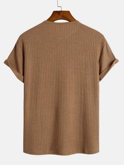 Muscle Fit Ribbed Henley Shirt-Mitchell Shoes