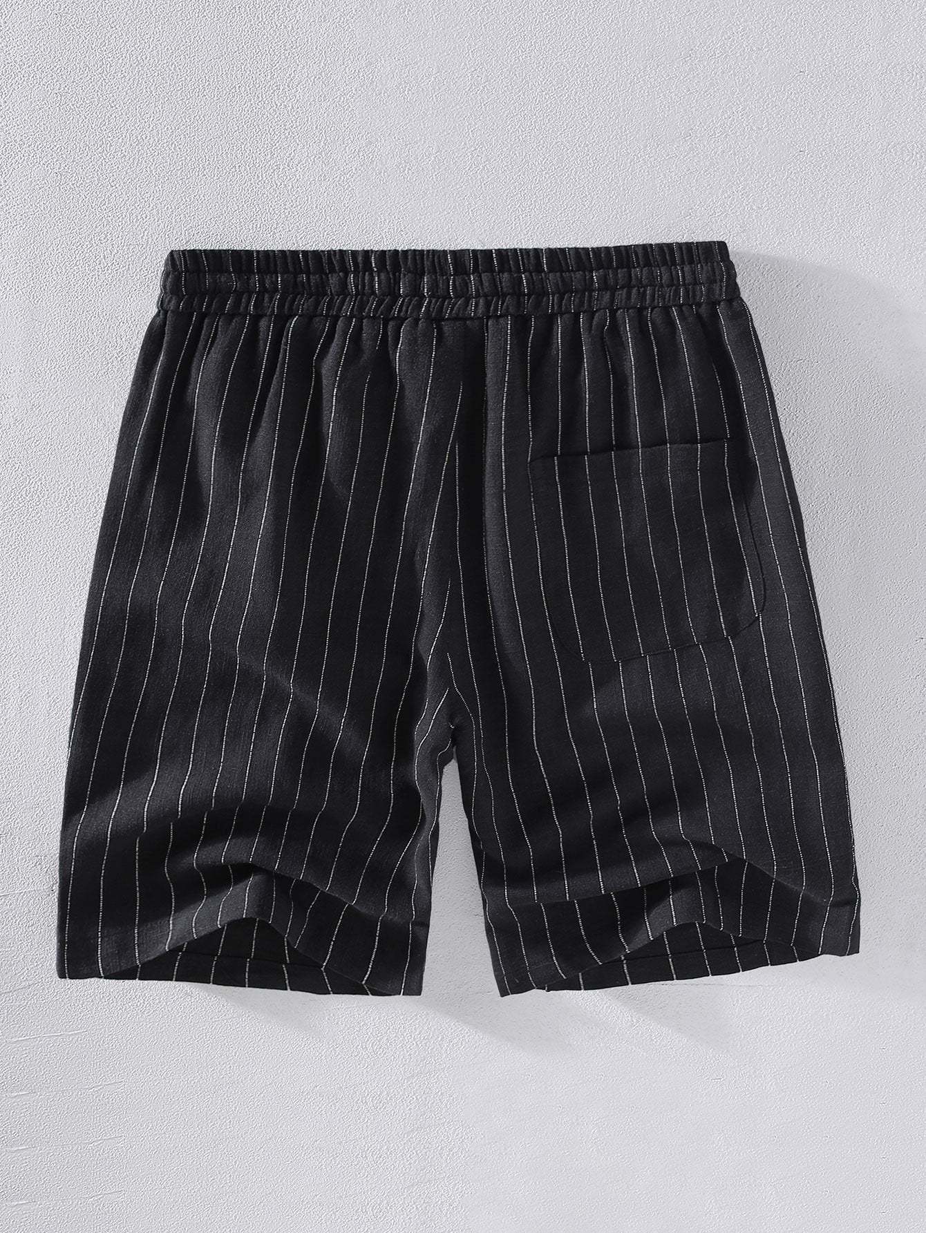 Linen Cotton Blend  Striped Shorts-Mitchell Shoes