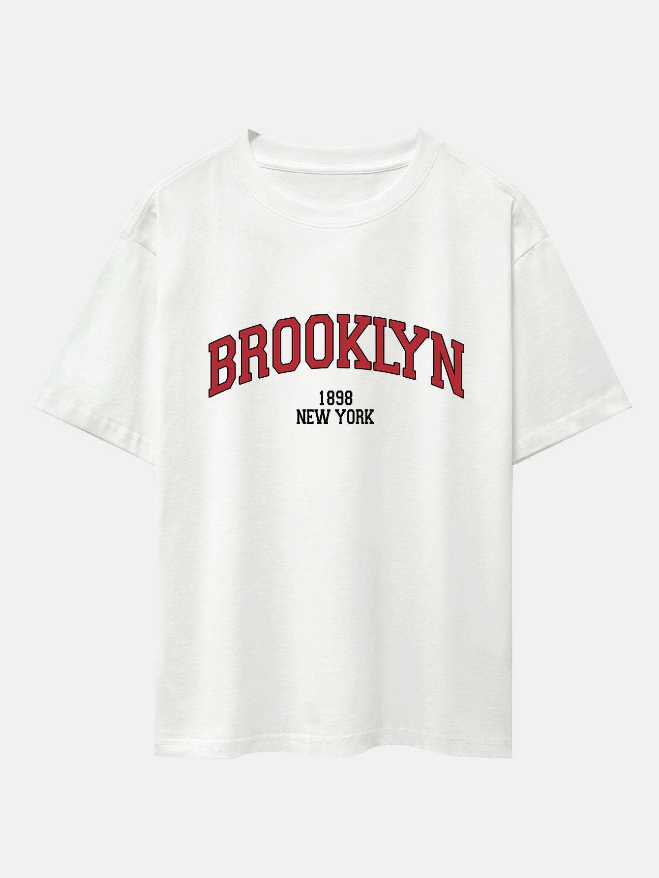 Brooklyn Print Drop Shoulder Oversize T-Shirt & Corduroy Shorts-Mitchell Shoes