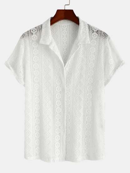Geometry Textured Cuban Shirt-Mitchell Shoes