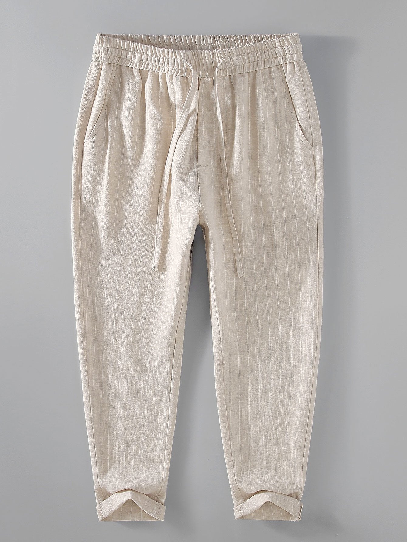 Striped Linen Cotton Blend Cropped Pants-Mitchell Shoes
