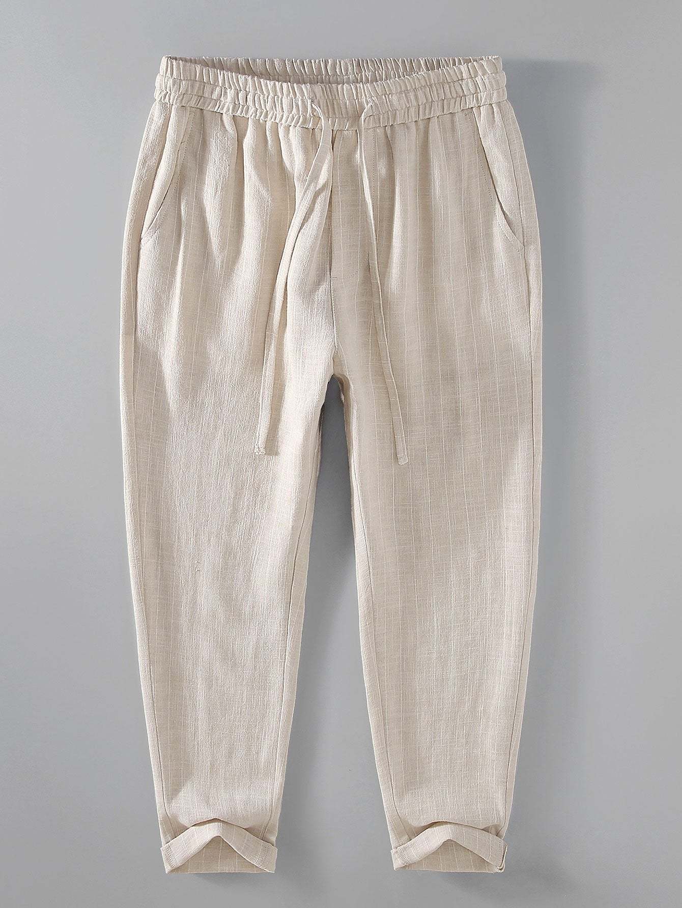 Striped Linen Cotton Blend Cropped Pants-Mitchell Shoes