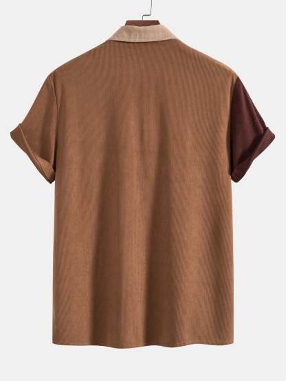 Color Block Corduroy Polo Shirt-Mitchell Shoes