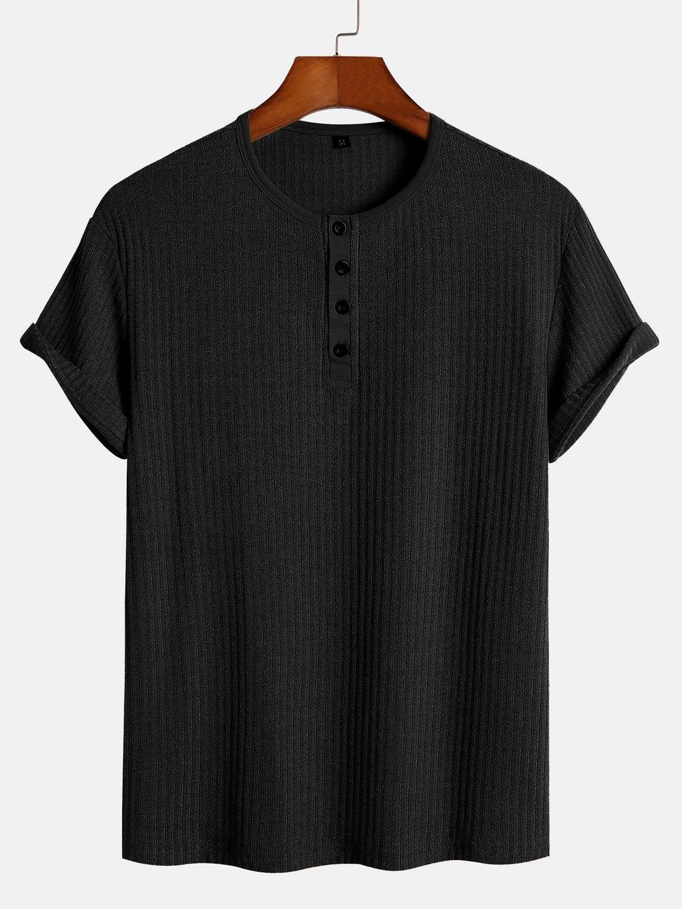 Muscle Fit Ribbed Henley Shirt-Mitchell Shoes
