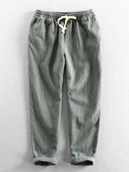 Linen Cotton Blend Cropped Pants-Mitchell Shoes