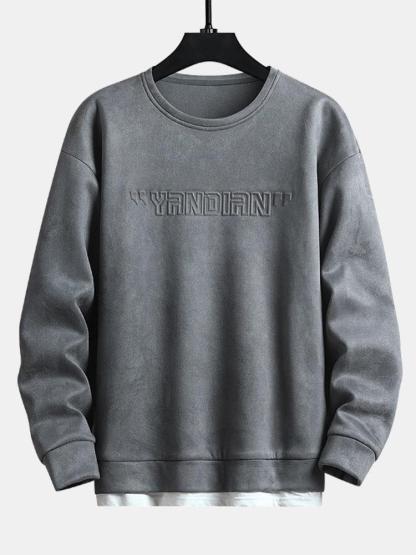 2 In 1 Faux Suede Crew Neck Sweatshirt-Mitchell Shoes