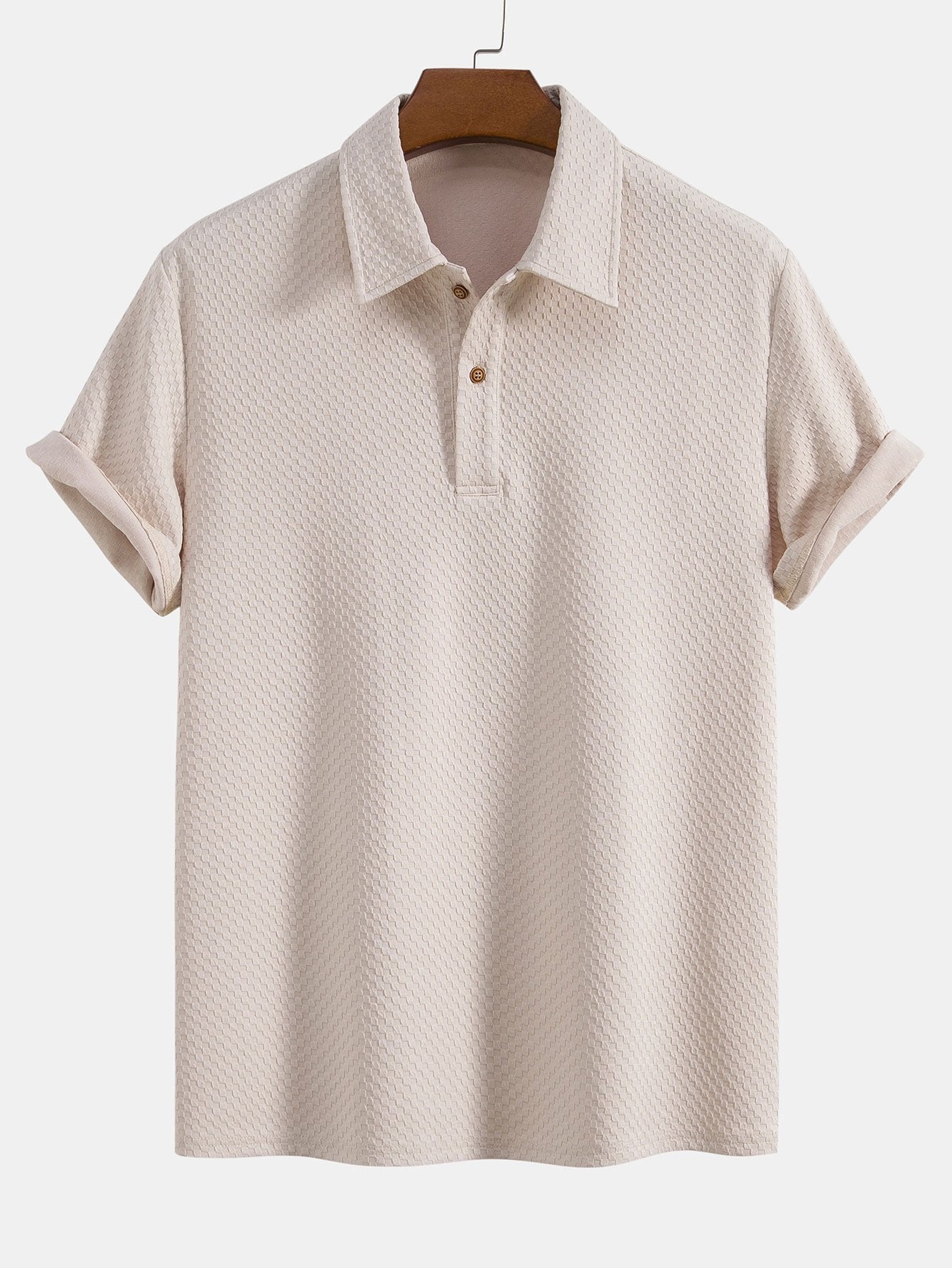 Knit Checkerboard Jacquard Polo Shirt-Mitchell Shoes