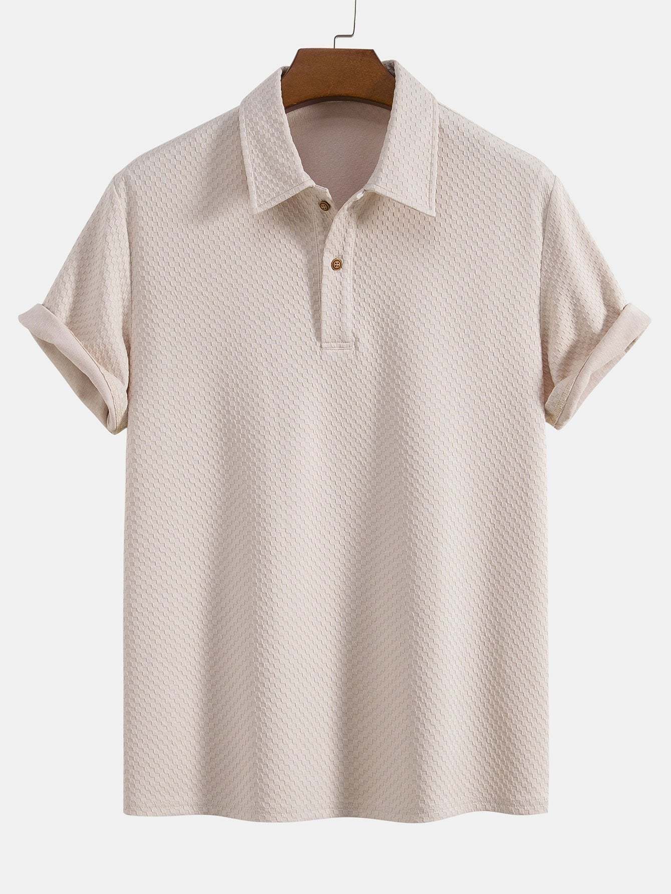 Knit Checkerboard Jacquard Polo Shirt-Mitchell Shoes