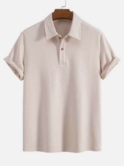 Knit Checkerboard Jacquard Polo Shirt-Mitchell Shoes