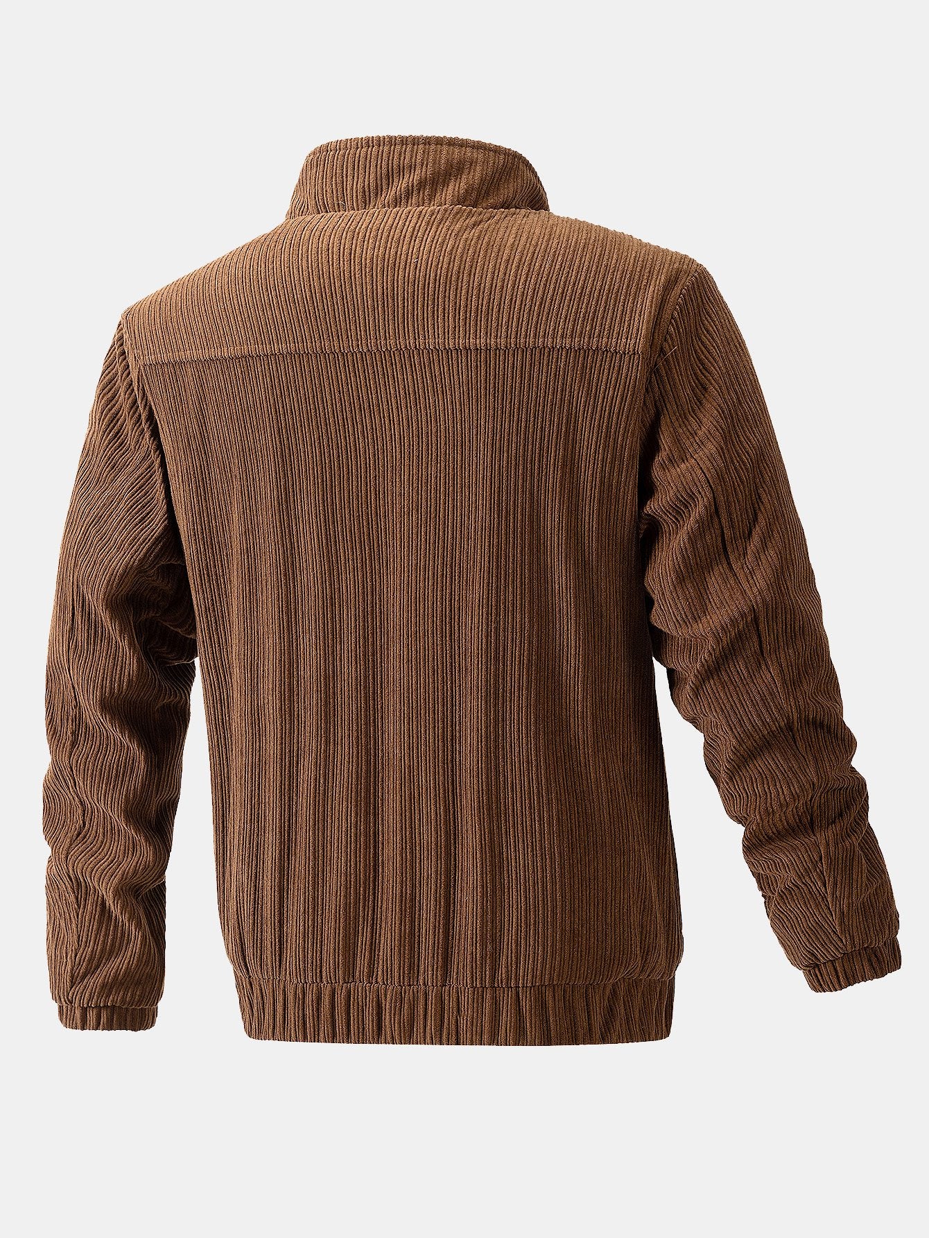 Funnel Neck Zipped Corduroy Jacket-Mitchell Shoes