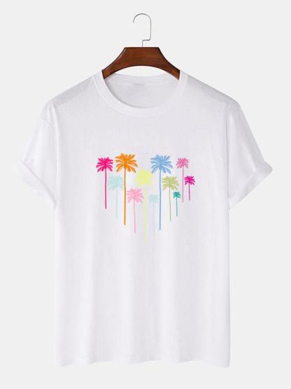 Colorful Palm Tree Print T-Shirt-Mitchell Shoes