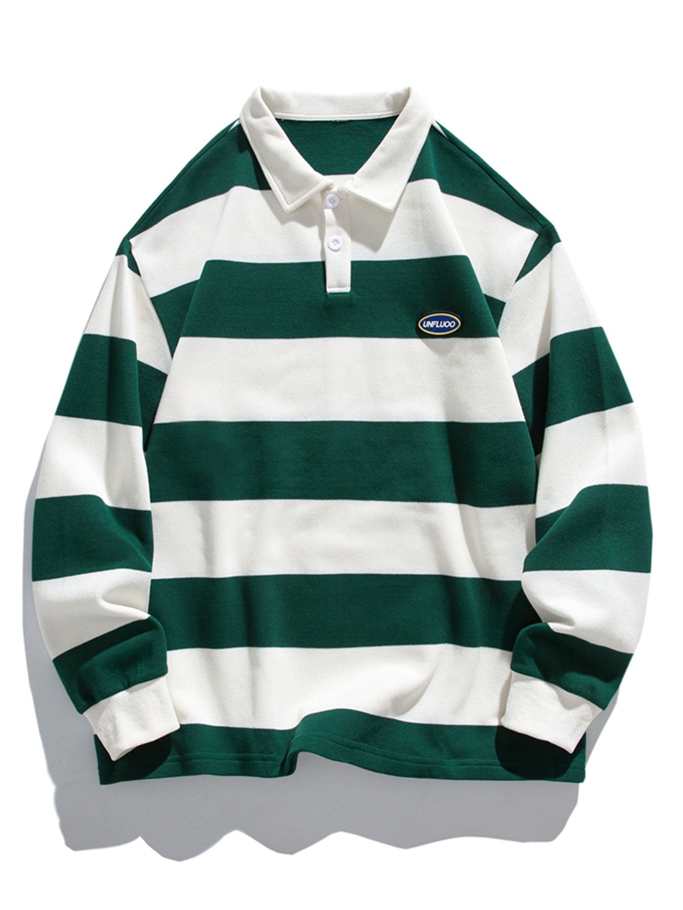 Relax Fit Waffle Wide Striped Polo Sweatshirt-Mitchell Shoes