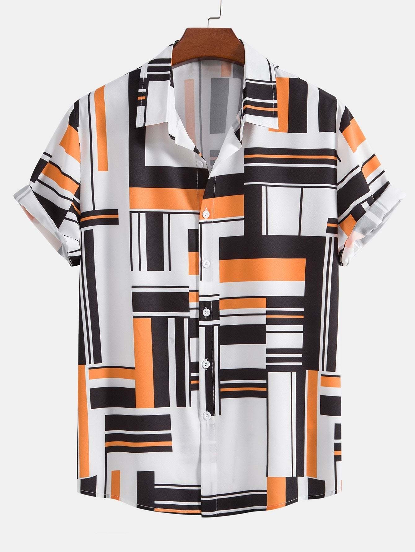 Geometric Print Button Up Shirt & Swim Shorts-Mitchell Shoes