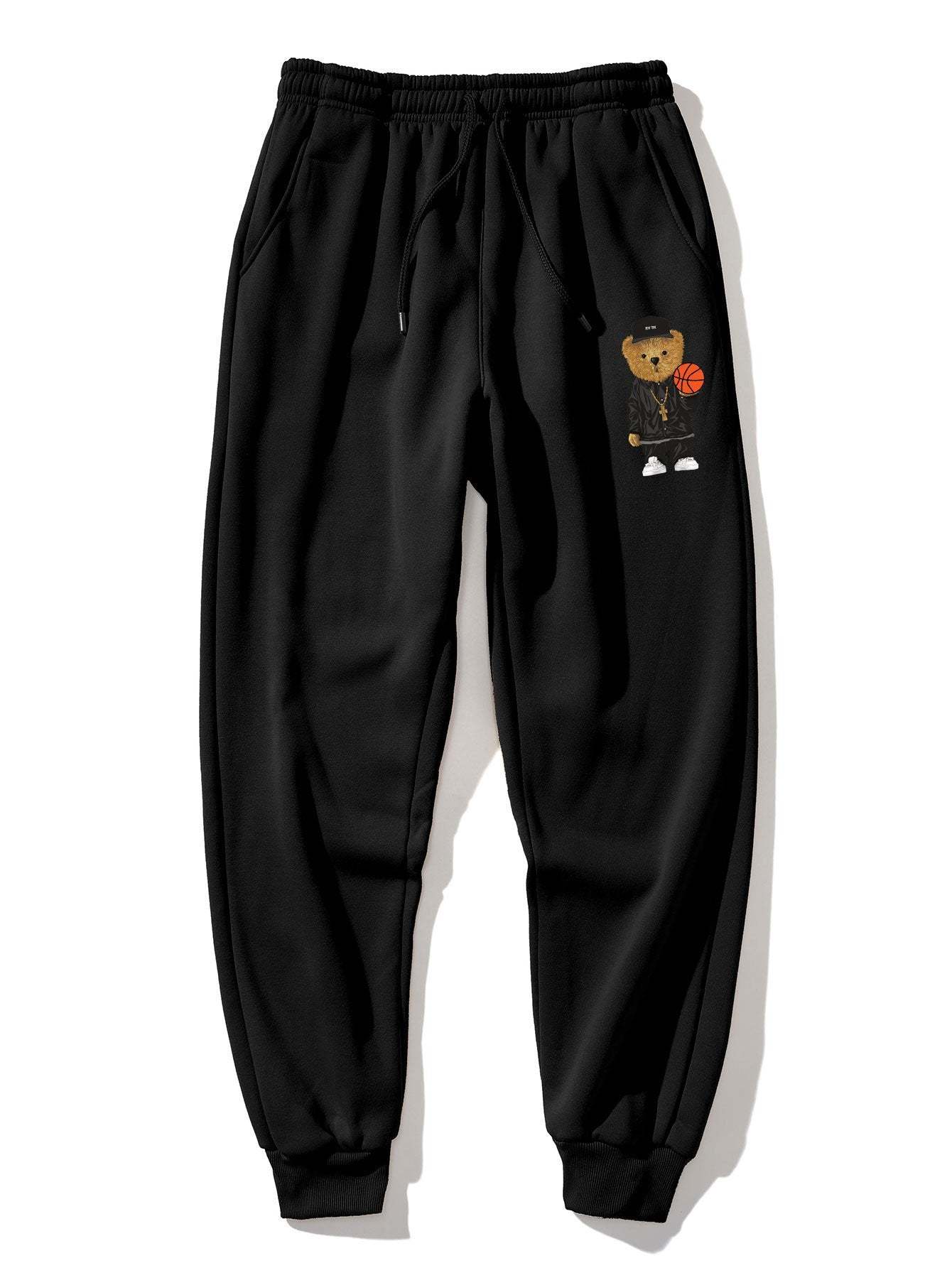 Basketball Bear Print Jogger Pants-Mitchell Shoes