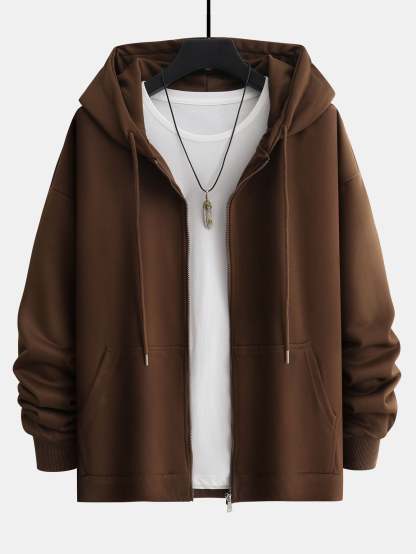 Basic Relax Fit Zip Hoodie-Mitchell Shoes