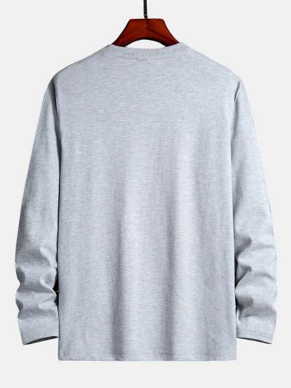 Basic Long Sleeve Cotton T-Shirt-Mitchell Shoes