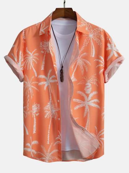 Palm Tree Print Button Up Shirt & Swim Shorts-Mitchell Shoes