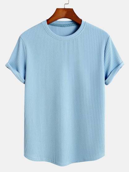 Muscle Fit Arc Hem Ribbed T-Shirt-Mitchell Shoes