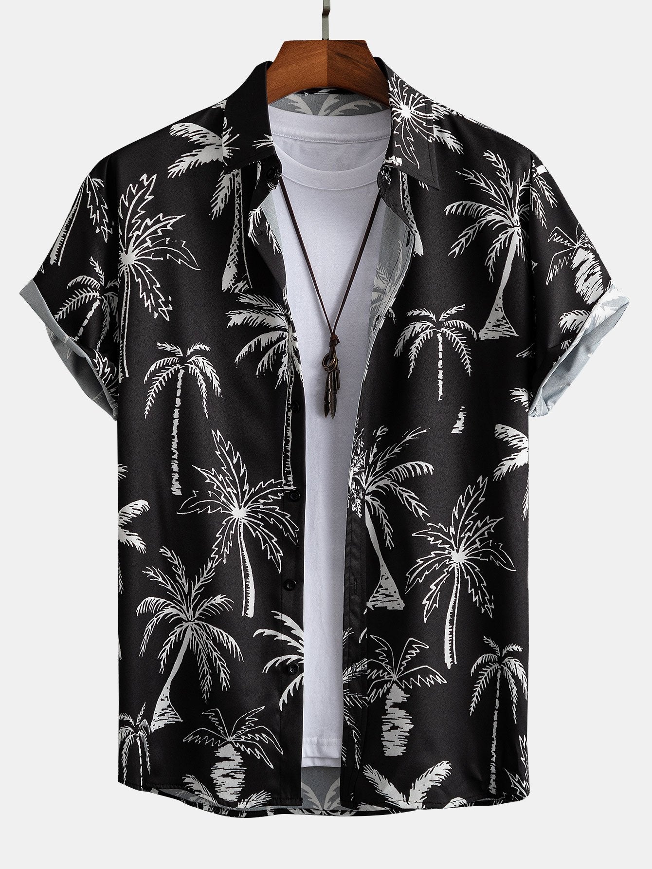 Palm Tree Print Button Up Shirt-Mitchell Shoes