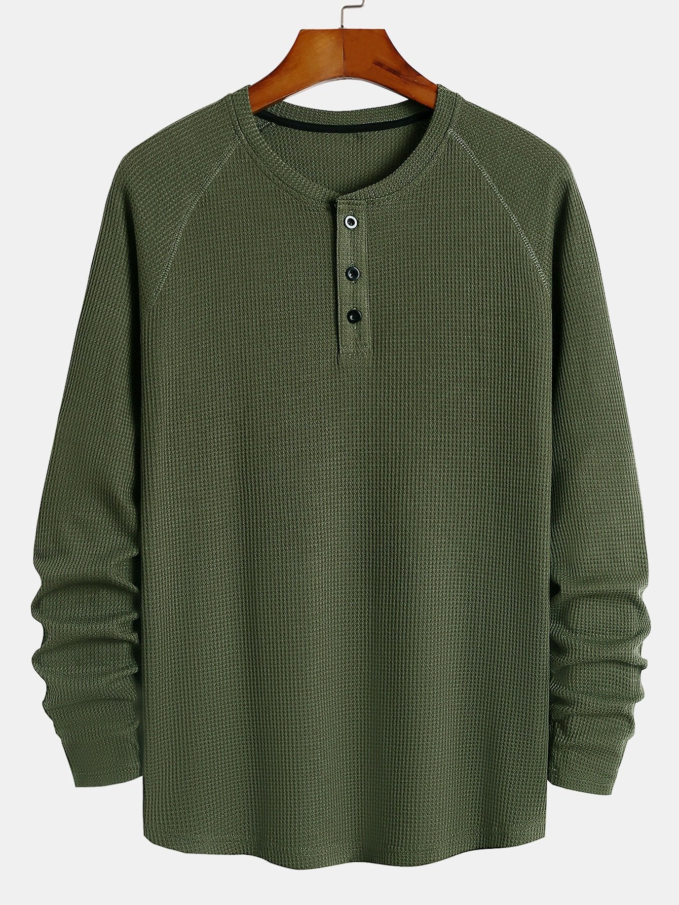 Long Sleeve Arc Hem Waffle Henley Shirt-Mitchell Shoes