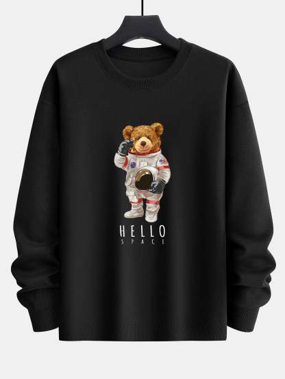 Astronaut Bear Print Relax Fit Sweatshirt-Mitchell Shoes