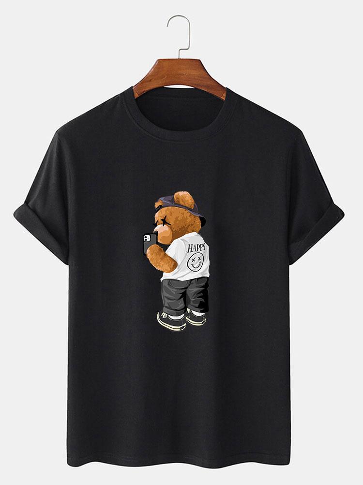 Selfie Bear Print Print T-Shirt-Mitchell Shoes
