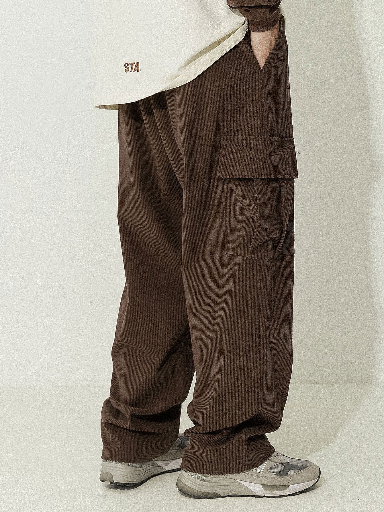 Loose Fit Corduroy Cargo Pants-Mitchell Shoes