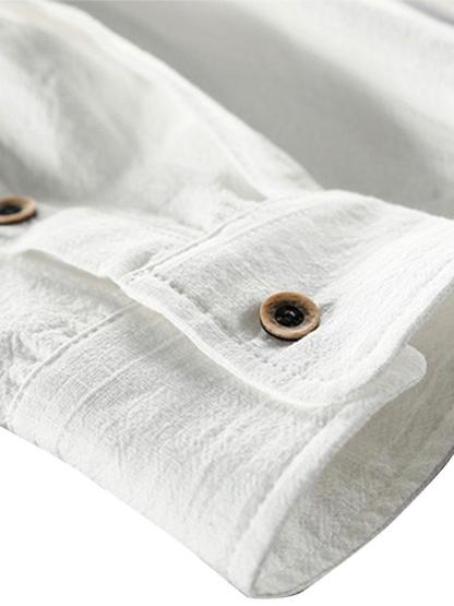 Long Sleeve Linen and Cotton Blend Button Up Shirt-Mitchell Shoes