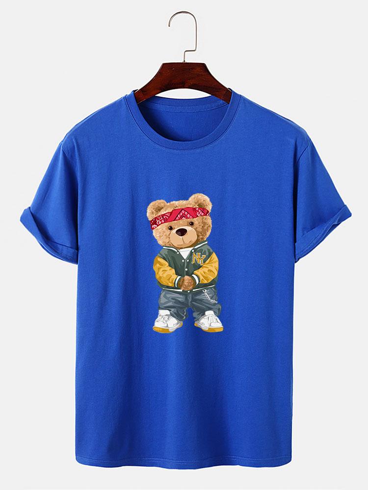 Hip Hop Bear Print T-Shirt-Mitchell Shoes