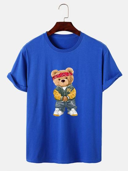Hip Hop Bear Print T-Shirt-Mitchell Shoes