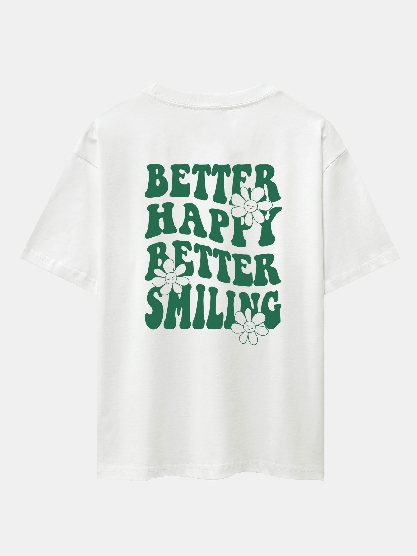 Slogan Floral Back Print Oversize T-Shirt-Mitchell Shoes