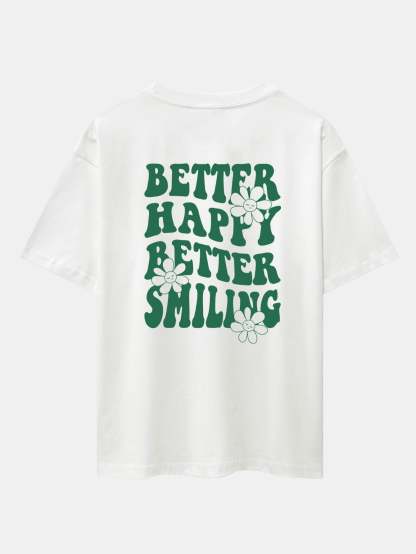Slogan Floral Back Print Oversize T-Shirt-Mitchell Shoes