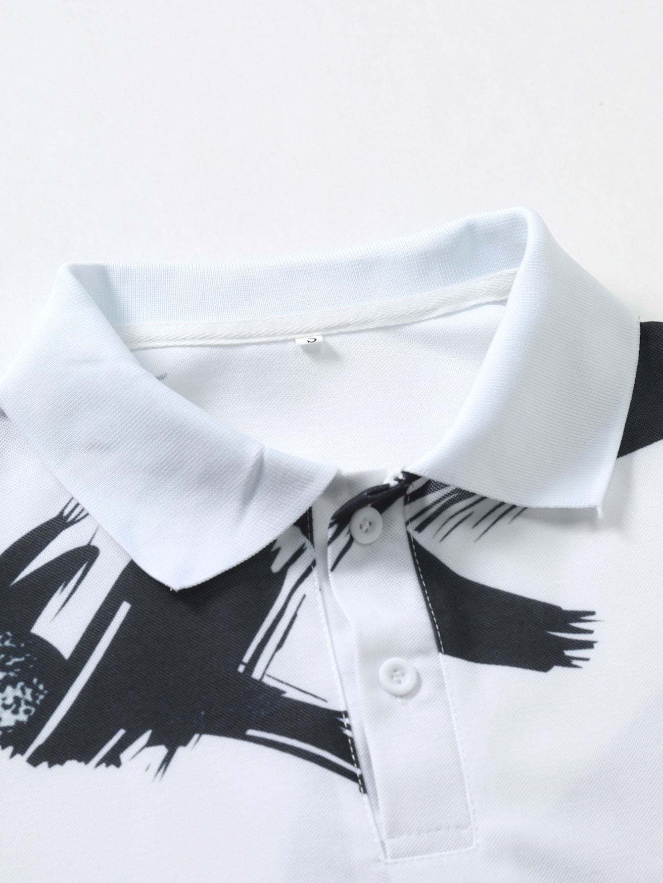 Brushstroke Print Polo Shirt-Mitchell Shoes