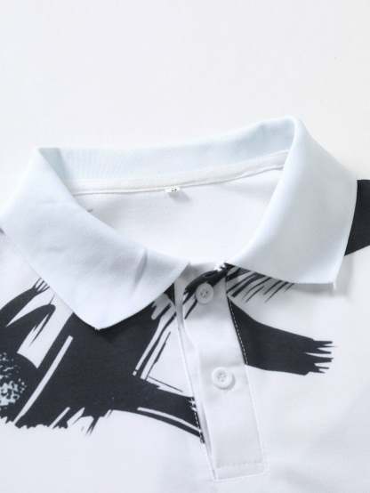 Brushstroke Print Polo Shirt-Mitchell Shoes