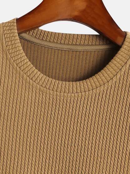 Long Sleeved Muscle Fit Ribbed T-Shirt-Mitchell Shoes