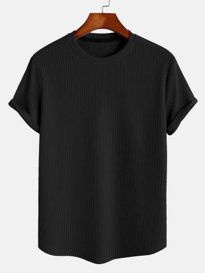 Muscle Fit Arc Hem Ribbed T-Shirt-Mitchell Shoes