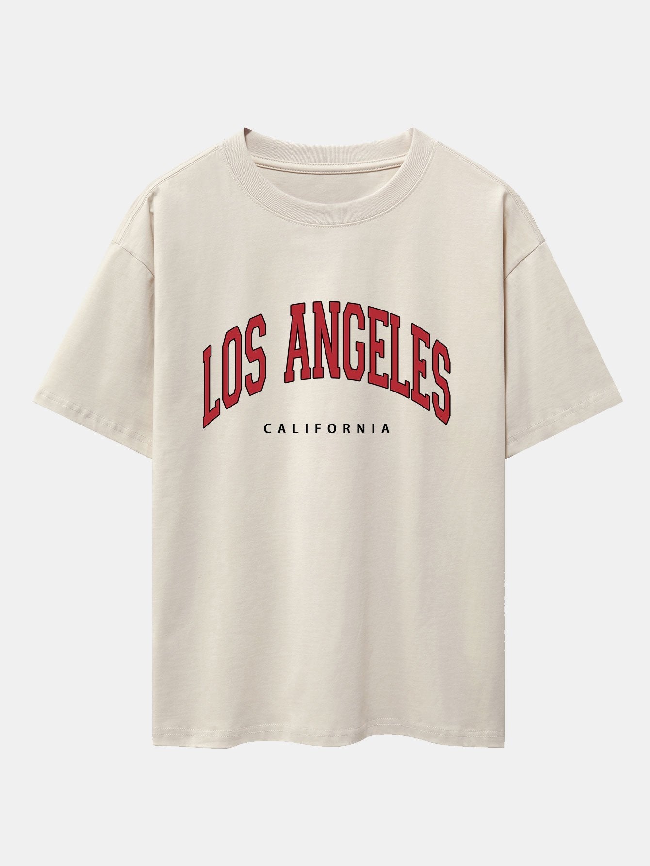 Los Angeles Print Drop Shoulder Oversize T-Shirt & Corduroy Shorts-Mitchell Shoes