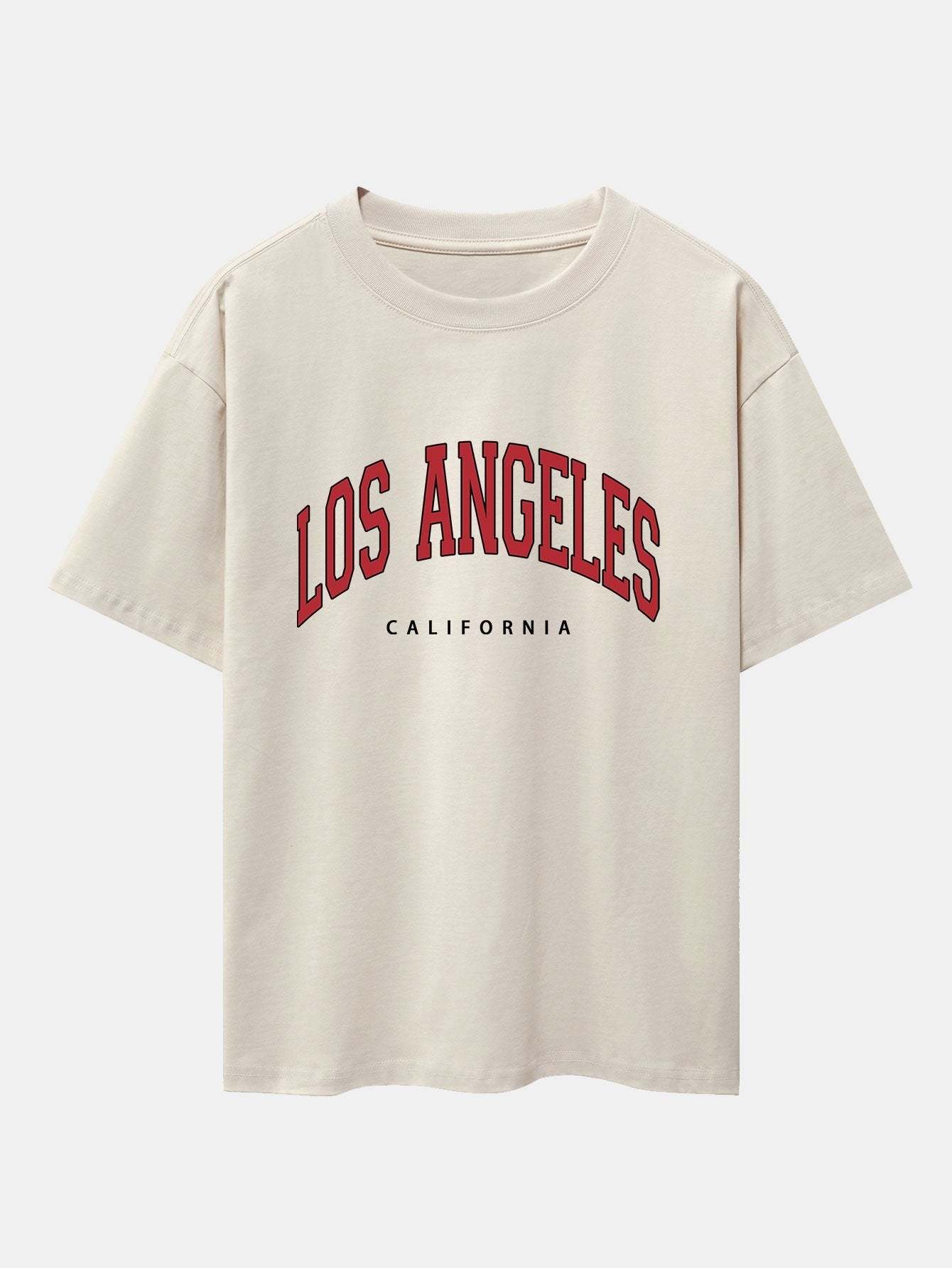Los Angeles Print Drop Shoulder Oversize T-Shirt & Corduroy Shorts-Mitchell Shoes