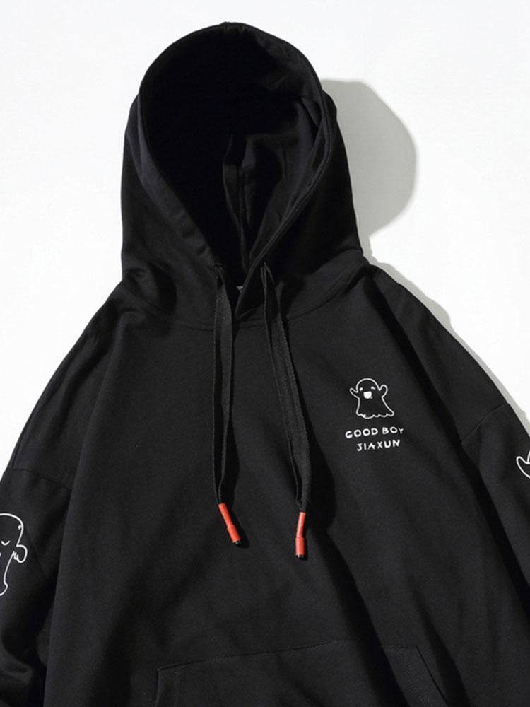 Relax Fit Ghost Print Hoodie-Mitchell Shoes